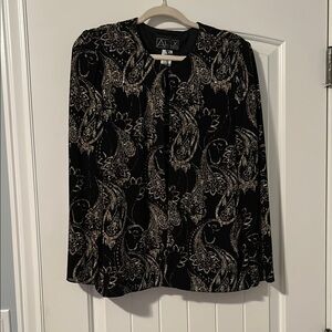 Alex Evenings Black and Silver Long Sleeve Blouse